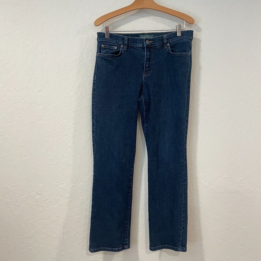 ~ Lauren Ralph Lauren 10 Jeans LRL Classic Straight Mid Rise Women's Dark Blue - Picture 6 of 16